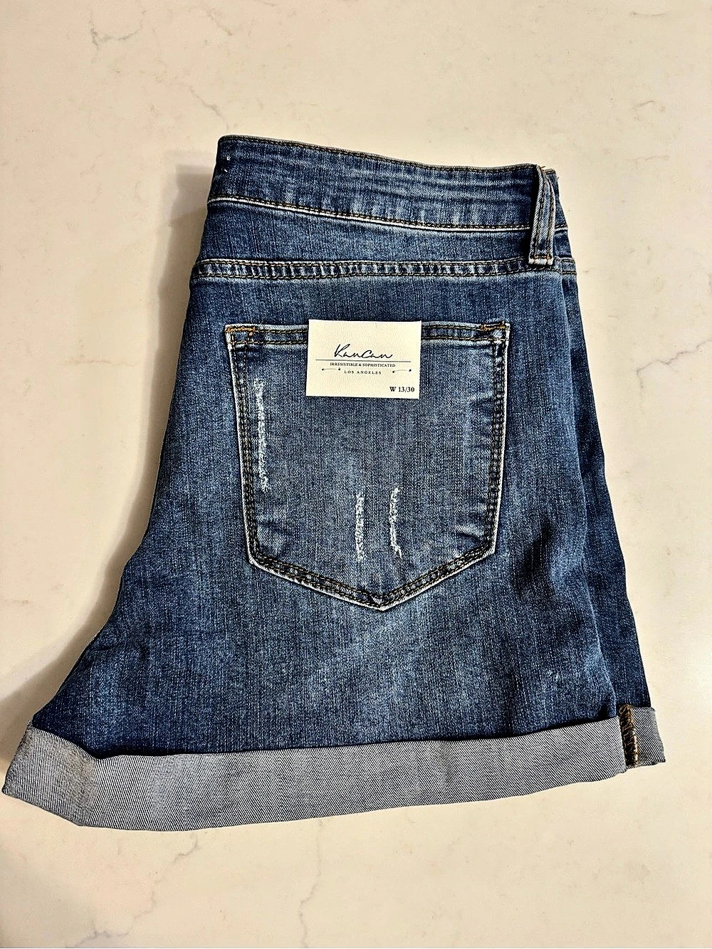 Kancan KC6036M Distressed Denim Jean Shorts in Blue Waist 30 NWT